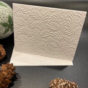 Branches Embossed Holiday Cards, White Holiday Cards Set, Handmade Elegant Greet